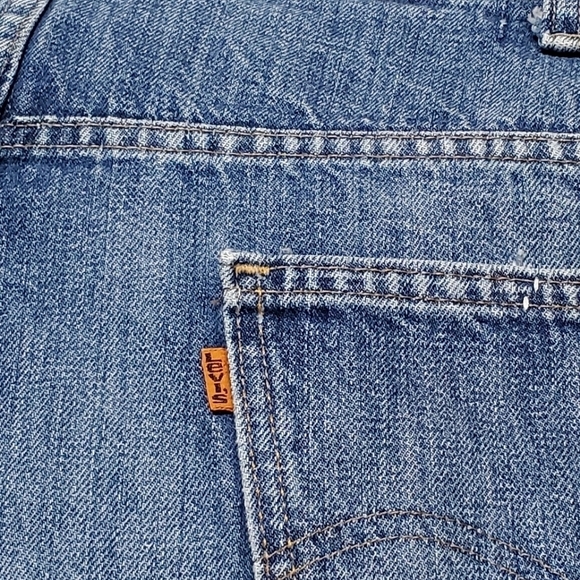 VINTAGE 70s Levi's 646 Orange Tab High Rise Cropped Flare Bell Bottom Jeans - Picture 9 of 12